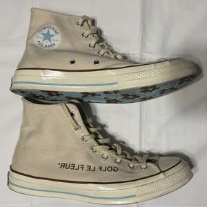 Converse Golf Le Fleur High Top Sneakers in Cream and Light Blue